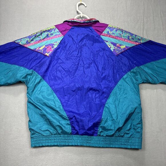 VTG Bolo Spirit Windbreaker Jacket Womens L Retro Colorful Full Zip Floral 80's - Picture 9 of 15